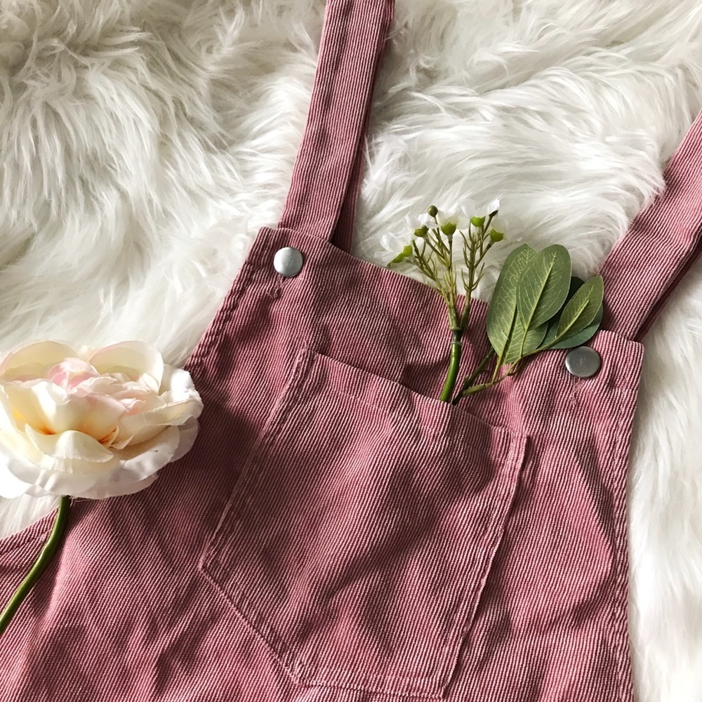 Light pink overall corduroy dress